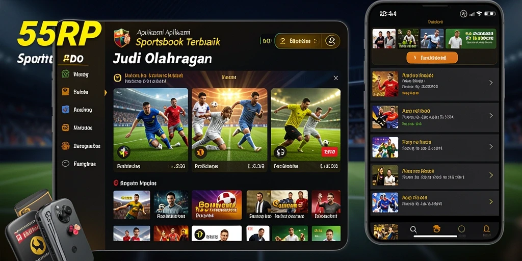 Tampilan utama 55RP menampilkan antarmuka sportsbook yang menarik.