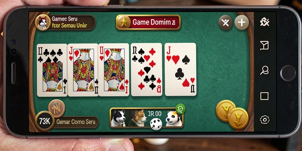 Tampilan gameplay seru di game Domino 73K yang penuh tantangan.