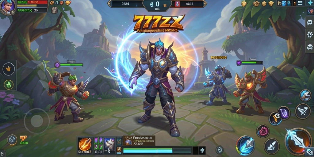 Screenshot gameplay menunjukkan pertarungan epik di dunia 777ZX.