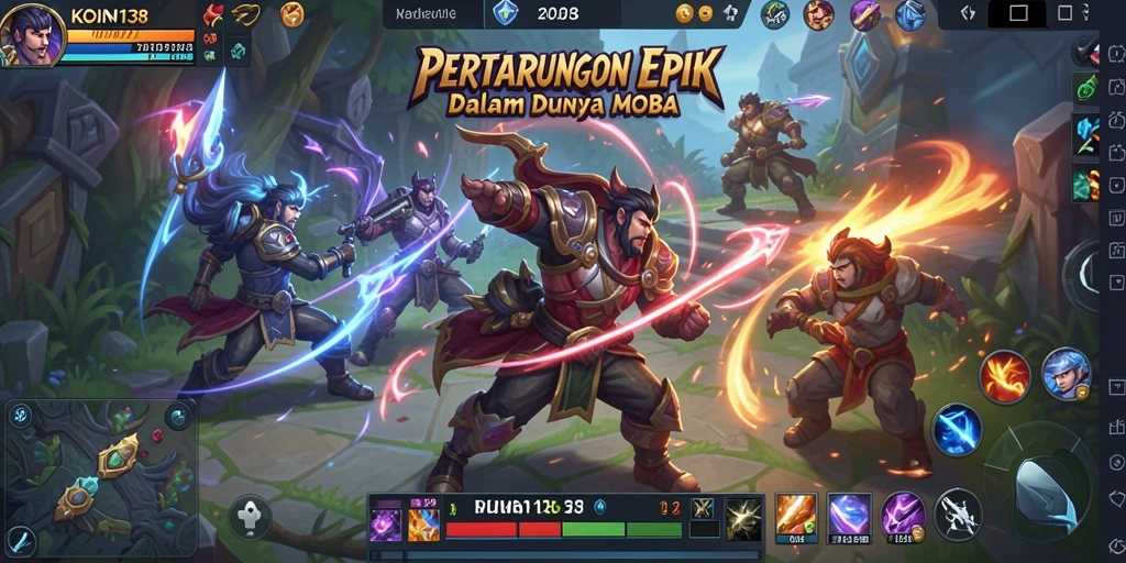 Gameplay KOIN138 yang intens dan menyenangkan dalam pertarungan MOBA.