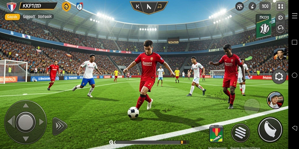 Tampilan permainan KPK100 yang epik dengan aksi sepak bola seru.