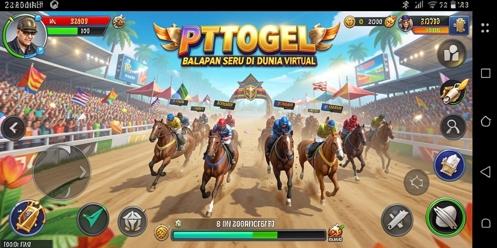 Screenshot gameplay PTTOGEL yang menampilkan aksi balapan seru.