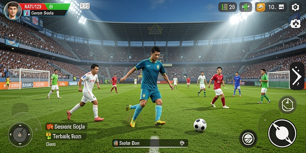Tampilan gameplay seru di lapangan sepak bola